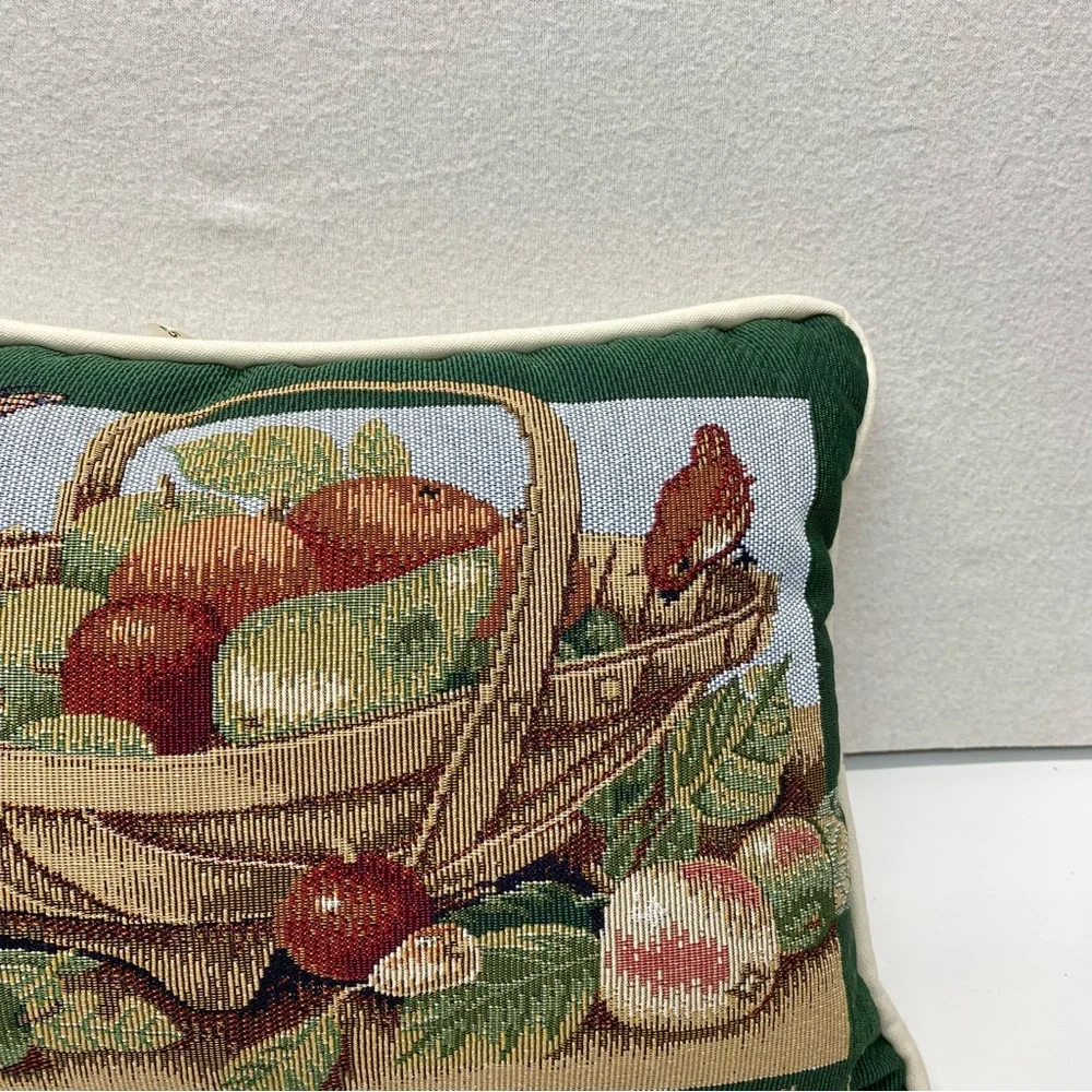 Marjolein Bastin Tapestry Throw Pillow Fruit Basket Butterfly Bird Design READ